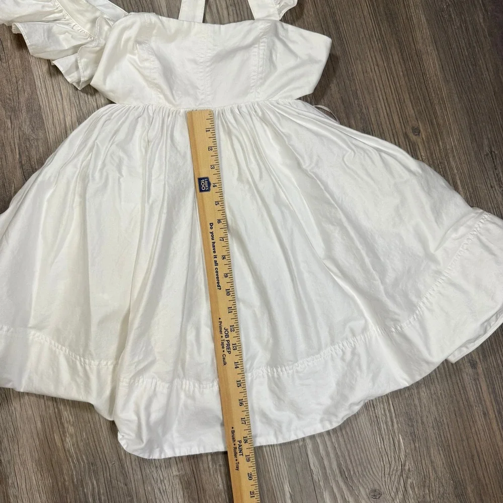 VICI Coquette Princesscore White Cotton Ruffle Strap Back Bow Mini Dress XS